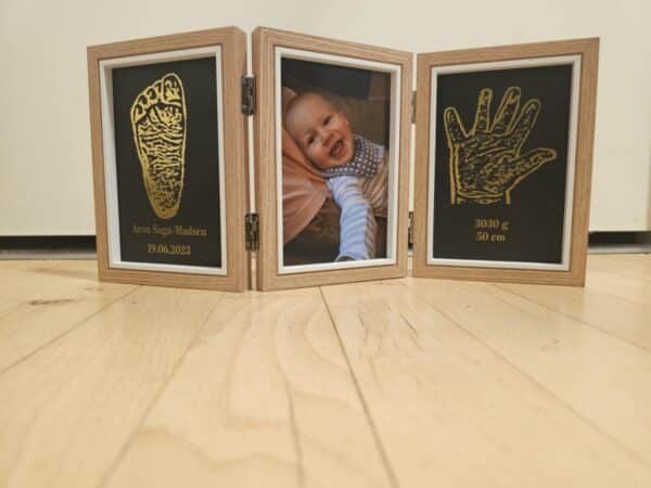 Newborn Foil Art Triple Wooden Frame 150x100mm